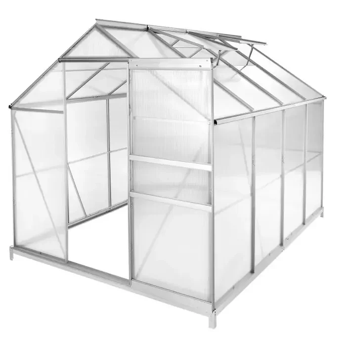tectake Aluminium 185 mit Fundamentrahmen Gewächshaus